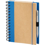 wirebound recycled note taker with blue fabric trim